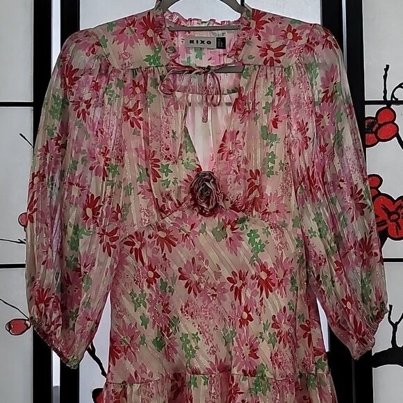 RIXO Devi metallic floral-print silk-blend jacquard mini dress - Picture 7 of 16